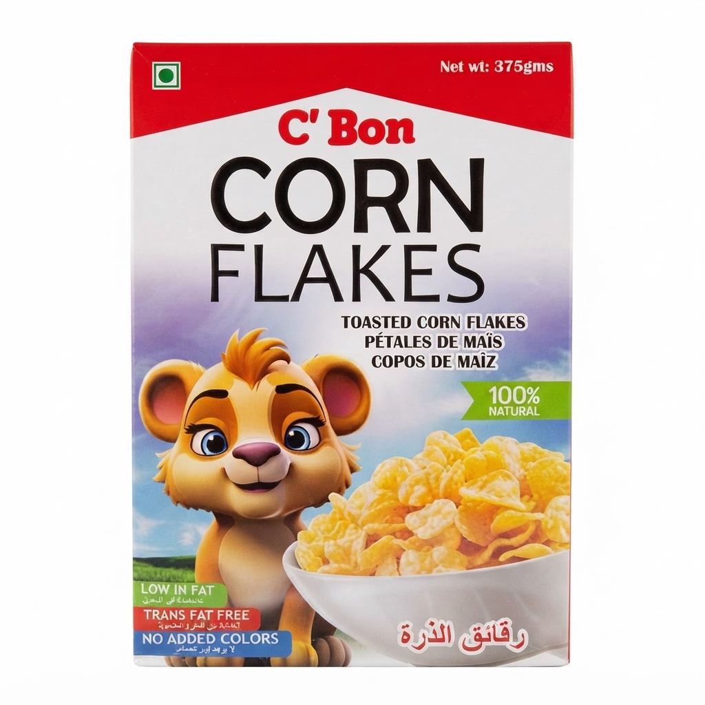 cornflakes800 Pétales de Maïs Corn Flakes - C'Bon - Boîte de 375g