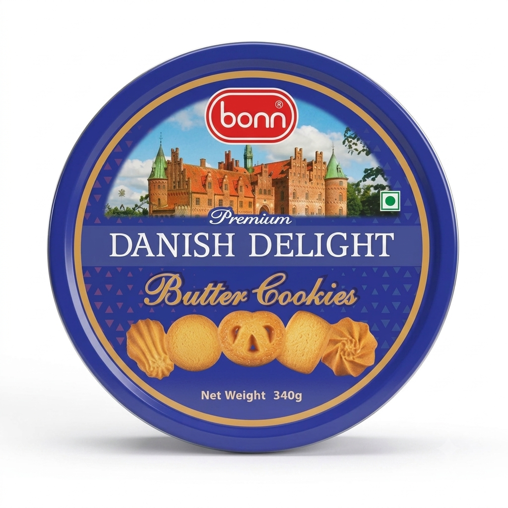 danish800 Danish Delight Butter Cookies - Bonn - Boîte Métallique de 340g
